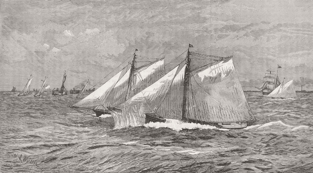 RIVERS. Thames Yacht Race-Maggie & Buttercup 1881 old antique print picture